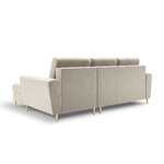 Moghan kampinė sofa, 4-vietė (micadoni home) smėlio spalvos, aksominė, aukso metalo, geriau