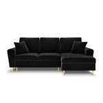 Moghan kampinė sofa, 4-vietė (micadon home) juoda, aksominė, auksinė metalinė, geresnė