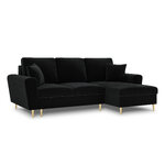 Moghan kampinė sofa, 4-vietė (micadon home) juoda, aksominė, auksinė metalinė, geresnė