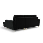 Moghan kampinė sofa, 4-vietė (micadon home) juoda, aksominė, auksinė metalinė, geresnė