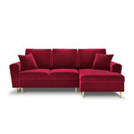 Moghan kampinė sofa, 4-vietė (micadon home) raudona, aksominė, auksinė metalinė, geresnė