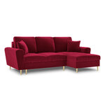 Moghan kampinė sofa, 4-vietė (micadon home) raudona, aksominė, auksinė metalinė, geresnė