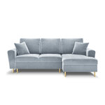 Moghan kampinė sofa, 4-vietė (micadon home) šviesiai mėlyna, aksominė, auksinė metalinė, dešinė