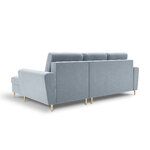 Moghan kampinė sofa, 4-vietė (micadon home) šviesiai mėlyna, aksominė, auksinė metalinė, dešinė