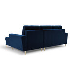 Moghan kampinė sofa, 4-vietė (micadoni home) tamsiai mėlyna, aksominė, auksinė metalinė, dešinė