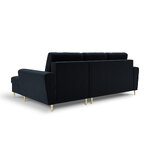 Moghan kampinė sofa, 4-vietė (micadon home) tamsiai mėlyna, aksominė, auksinė metalinė, dešinė