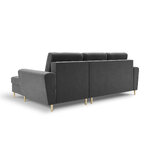 Moghan kampinė sofa, 4-vietė (micadoni home) šviesiai pilka, aksominė, auksinė metalinė, dešinė