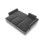 Moghan kampinė sofa, 4-vietė (micadoni home) šviesiai pilka, aksominė, auksinė metalinė, dešinė