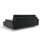 Moghan kampinė sofa, 4-vietė (micadoni home) tamsiai pilka, aksominė, auksinė metalinė, dešinė