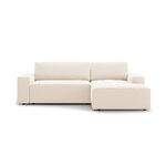 Угловой диван-кровать (Джоди) светло-бежевый, бархат, правый