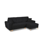 Moghan kampinė sofa, 4-vietė (micadoni home) juoda, boulé audinys, natūralaus buko mediena, geresnė