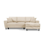 Moghan kampinė sofa, 4-vietė (micadoni home) smėlio spalvos, aksominė, juodo buko, geriau