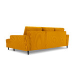 Moghan kampinė sofa, 4-vietė (micadoni home) geltona, aksominė, juodo buko mediena, dešinė