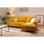 Moghan kampinė sofa, 4-vietė (micadoni home) geltona, aksominė, juodo buko mediena, dešinė