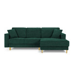 Dunas corner sofa, 4-seater (micadoni home) bottle green, structured fabric, gold metal, better