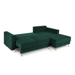 Dunas corner sofa, 4-seater (micadoni home) bottle green, structured fabric, gold metal, better