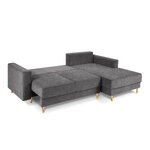 Dunas corner sofa, 4-seater (micadoni home), gray, structured fabric, gold metal, better