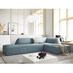 Kampinė sofa rubino (1), 4-vietė (micadon home) šviesiai mėlyna, aksominė, geresnė