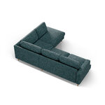 Угловой диван «Алия» зелёный синий меланж, структурированная ткань, правый