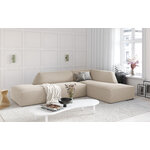 Kampinė sofa rubino (1), 4-vietė (mikadono namų) smėlio spalvos, aksominė, geresnė