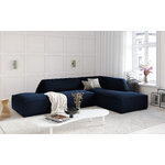 Kampinė sofa rubino (1), 4-vietė (micadon home) sodri mėlyna, aksominė, geresnė