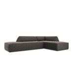 Kampinė sofa rubino (1), 4-vietė (micadon home) tamsiai pilka, aksominė, geresnė