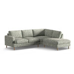 Угловой диван «Алия», мохово-зелёный меланж, структурированная ткань, правый