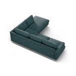 Угловой диван «Алия» зелёный синий меланж, структурированная ткань, правый