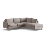 Угловой диван «Алия» бетон, бархат, правый