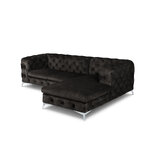 Kampinė sofa Violane, 4-vietė (micadoni home) tamsiai pilka, aksominė, sidabrinė metalinė, dešinė