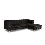 Kampinė sofa Violane, 4-vietė (micadoni home) tamsiai pilka, aksominė, sidabrinė metalinė, dešinė