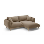 Угловой диван «Ада» светло-коричневый, бархат, правый