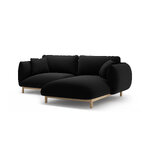 Угловой диван «Ада» черный, бархат, правый