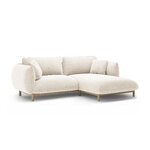 Угловой диван «Ада» цвета слоновой кости, структурированная ткань, правый