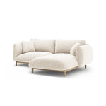 Угловой диван «Ада» цвета слоновой кости, структурированная ткань, правый