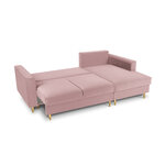 Угловой диван леона, 4-местный (микадон хоум) лаванда, бархат, золотой металл, лучше