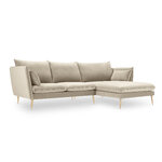 Kampinė sofa agatas, 4-vietė (micadoni home) smėlio spalvos, aksominis, auksinis metalas, geriau