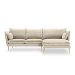 Kampinė sofa agatas, 4-vietė (micadoni home) smėlio spalvos, aksominis, auksinis metalas, geriau