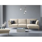 Kampinė sofa agatas, 4-vietė (micadoni home) smėlio spalvos, aksominis, auksinis metalas, geriau