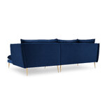 Kampinė sofa agatas, 4-vietė (micadoni home) sodriai mėlyna, aksominė, auksinė metalinė, dešinė