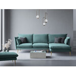 Kampinė sofa agatas, 4 vietų (micadon home) benzinas, aksomas, auksinis metalas, geriau