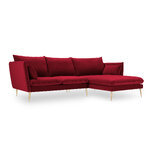 Kampinė sofa agatas, 4-vietė (micadon home) raudona, aksominė, auksinė metalinė, geresnė