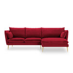 Kampinė sofa agatas, 4-vietė (micadon home) raudona, aksominė, auksinė metalinė, geresnė