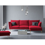 Kampinė sofa agatas, 4-vietė (micadon home) raudona, aksominė, auksinė metalinė, geresnė