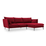 Kampinė sofa agatas, 4-vietė (micadoni home) raudona, aksominė, juodo metalo, geriau