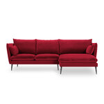 Kampinė sofa agatas, 4-vietė (micadoni home) raudona, aksominė, juodo metalo, geriau