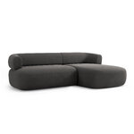 Угловой диван «Дженни» темно-серый, бархат, правый