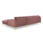 Kampinė sofa mamaia, 5-vietė (micadoni home) rožinė, aksominė, auksinė metalinė, geresnė