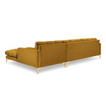 Kampinė sofa mamaia, 5-vietė (micadoni home) geltona, aksominė, auksinė metalinė, dešinė