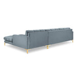 Mamaia kampinė sofa, 5-vietė (micadoni home) šviesiai mėlyna, aksominė, auksinė metalinė, dešinė